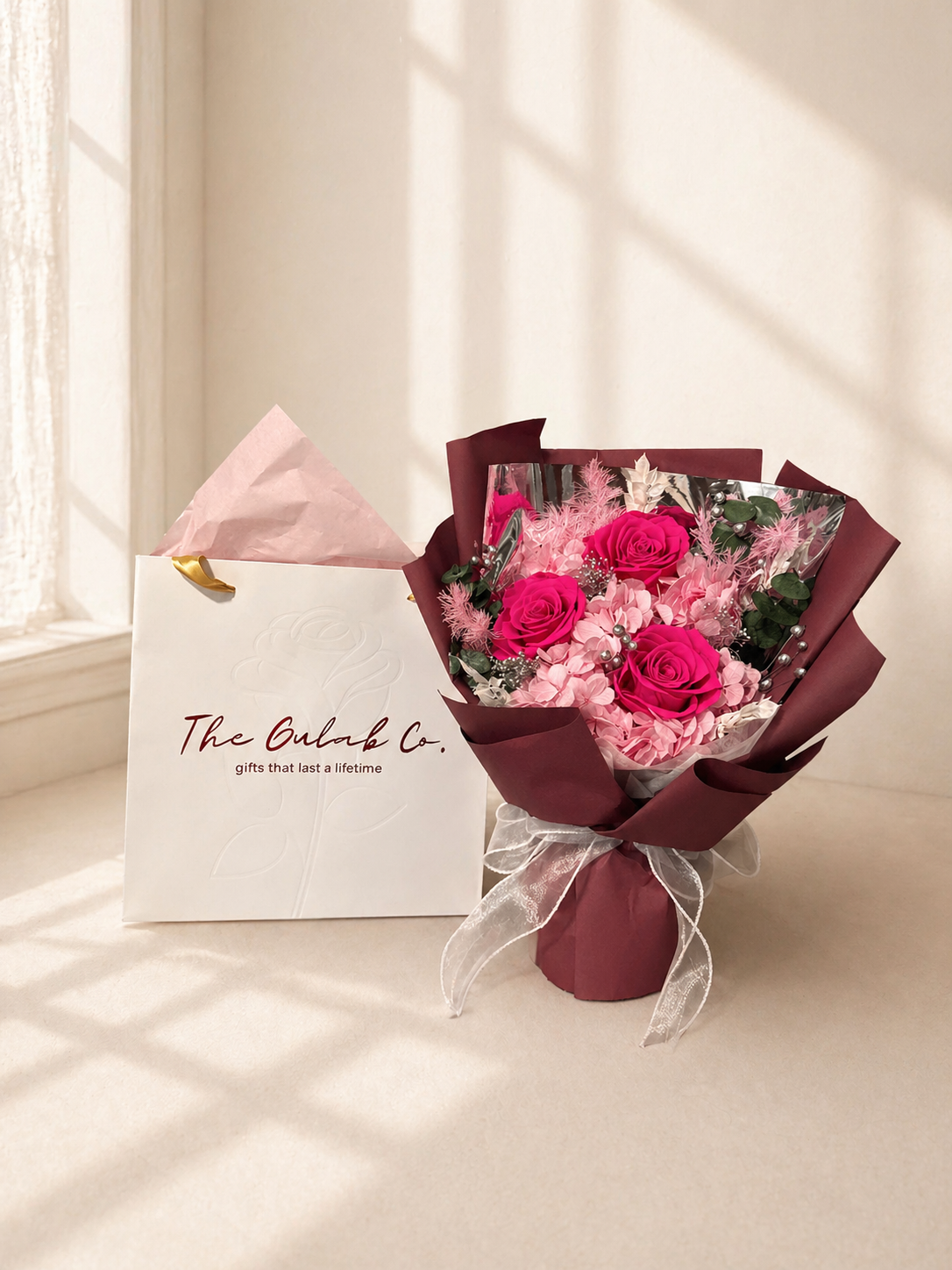 The Aura Bouquet - Hot Pink Roses